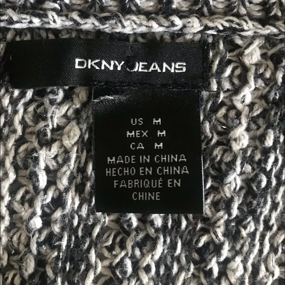 DKNY Jeans Women’s Chunky Knit Sweater Black/ White M - Picture 5 of 9